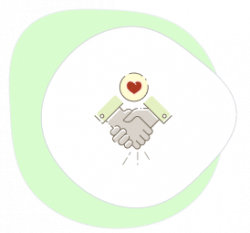 handshake with a heart graphic